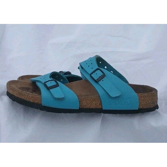 Birki's 260mm 40 Men's 7.5 Slide On Dbl Strap Turquoise Sandals 9.5 Women's - Picture 3 of 12